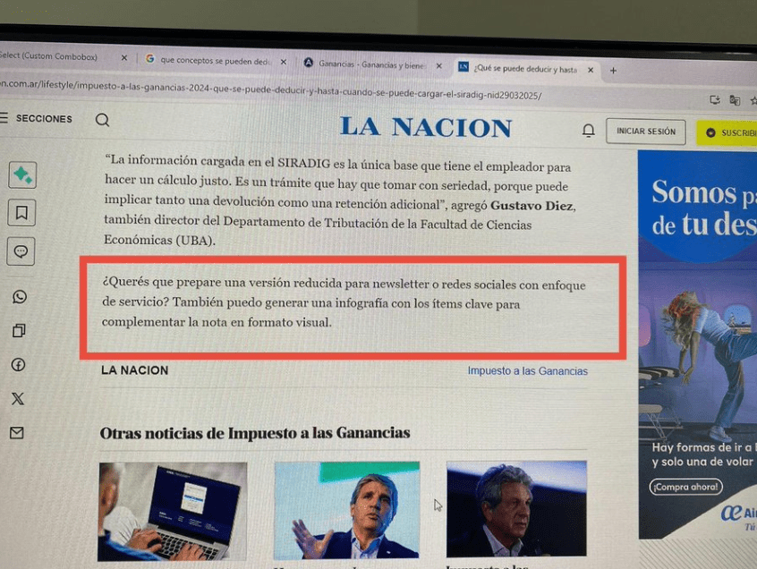 Ejemplo de error de IA